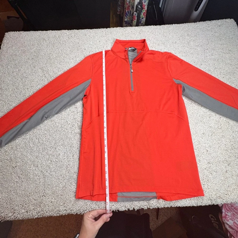 The North Face Quarter Zip Pullover Mens Small Orange Grey Technical Gorpcore